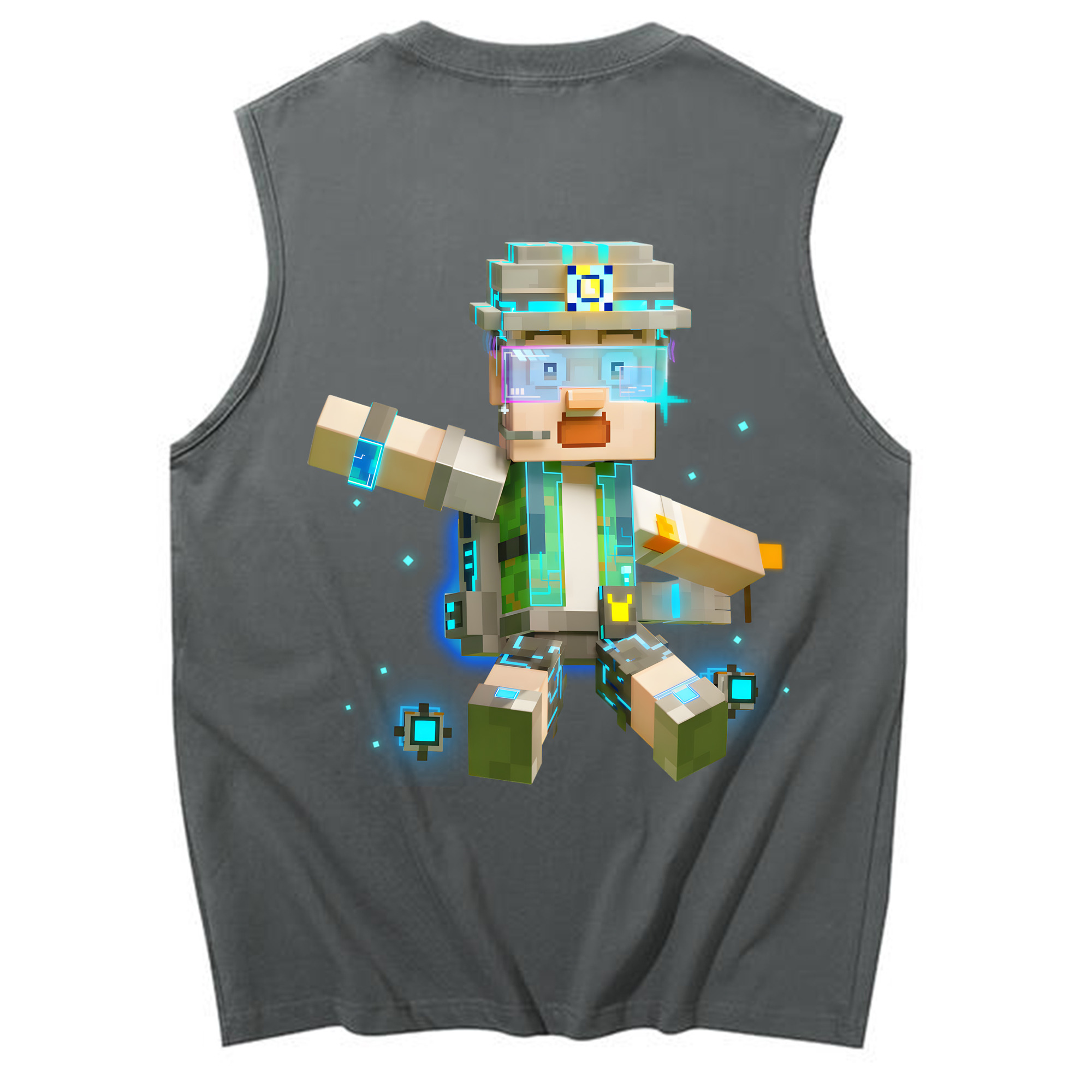 （画像用） マインクラフト ブロックの世界 Minecraft MC Block world コットン100％タンクトップ（背面プリント）
